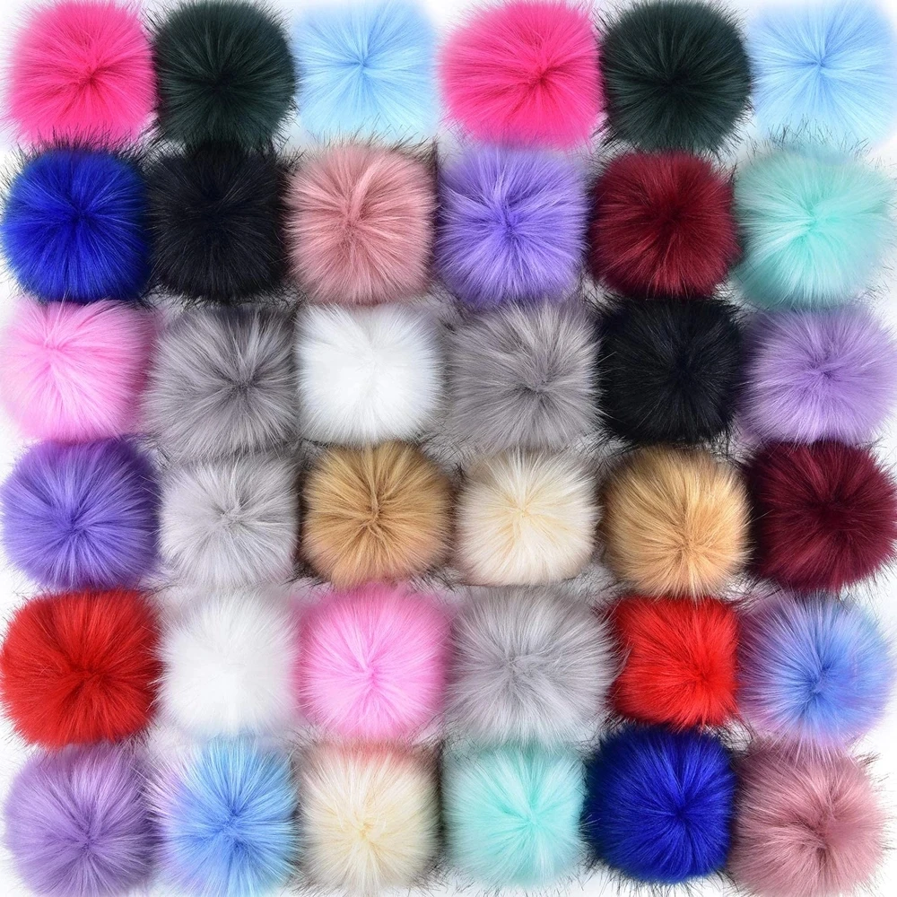 Wholesale Multicolor Furry Fluffy Puff Ball 8cm Faux Rabbit Fur Ball Pom Pom Keychain