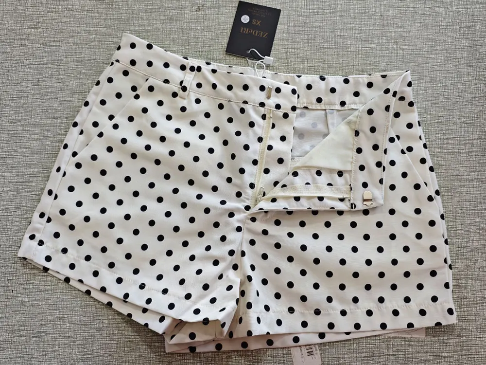 HH Weibliche Herbst Mode Polka Dot Gedruckt Set Lange Ärmel Rollkragen Kordelzug Jacke + A-line Shorts frauen Vintage Anzug – Detail 15
