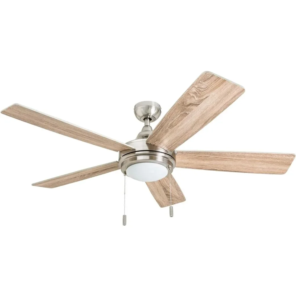 

2-inch modern farmhouse indoor LED ceiling fan with light,zipper, three installation options, dual facing blade reversible motor