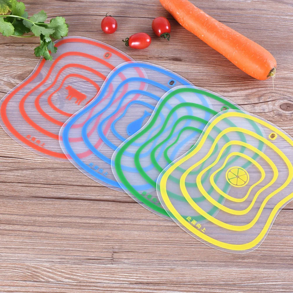 

4pcs Hourglass Shape Flexible Resin Frosted Cutting Board Non-Slip Kitchen Chopping Boards Transparent Block Food Prep Camp