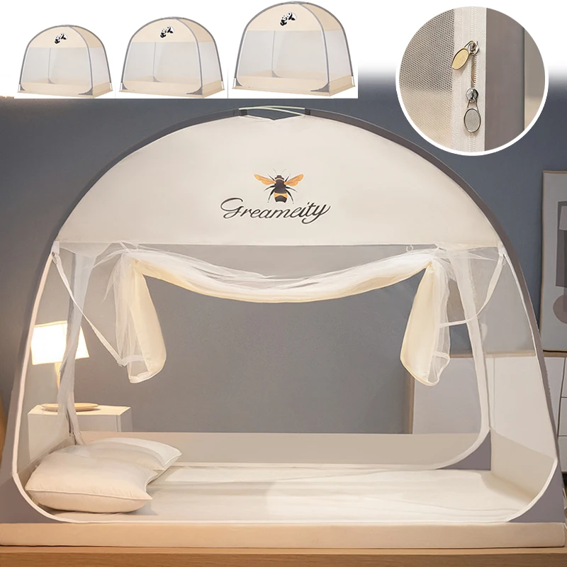 

Pop Up Mosquito Net No-Install Foldable360° Dense Honeycomb Mesh Anti-Mosquito Tent Anti-Fall Dustproof Bed Net for Student Bed