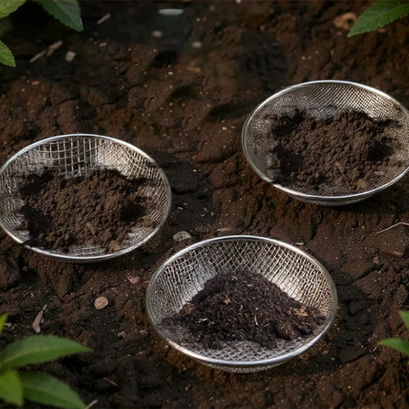 3/6/10mm Garden Soil Sifter Round Mesh Basket Metal Soil Sieve Rust-Resistant Sifting Equipment Rock Dirt Separator
