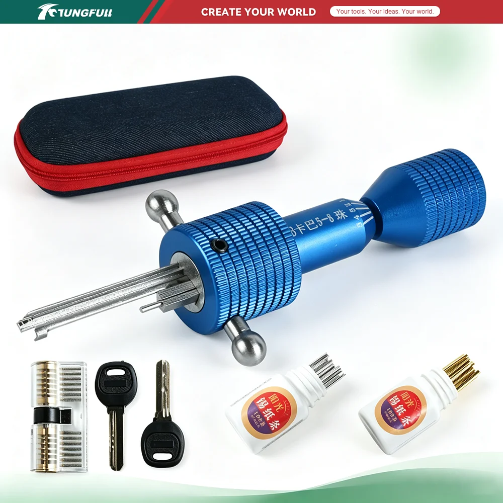 Lock Pick Set Transparent Practice Lock Locksmith Training Kit Beginner Tools Broken Key Extractor Tension Wrench Storage Bag