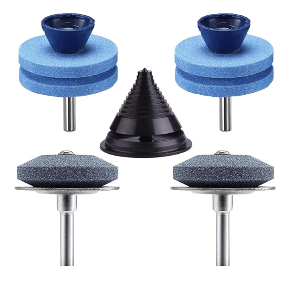 Juego de afiladores de cortacésped de doble capa, piedras de afilar azules de dos capas, accesorios de herramientas eléctricas de jardín de alta calidad