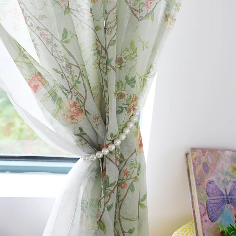 Idyllic Rural Flowers Window Tulle Door Curtains Elegant Floral Double Layer Lace Curtains for Living Room Bedroom #A148