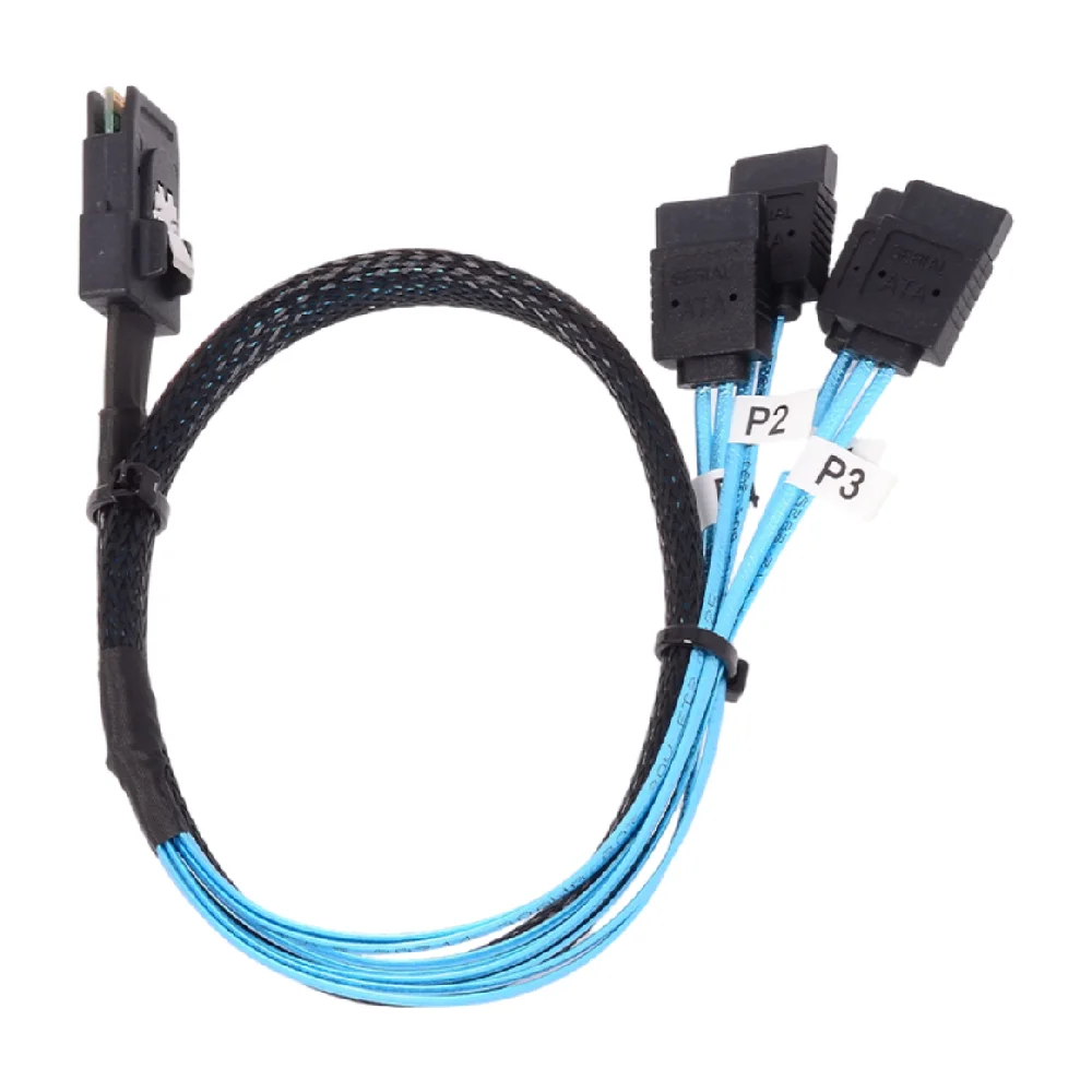 Mini SAS 8087 To 4x SATA SFF-8087 To 4 SATA 4.0 Straight / 90 Degrees Elbow / Left Turn / Right Turn SSD Date Cable 0.5m