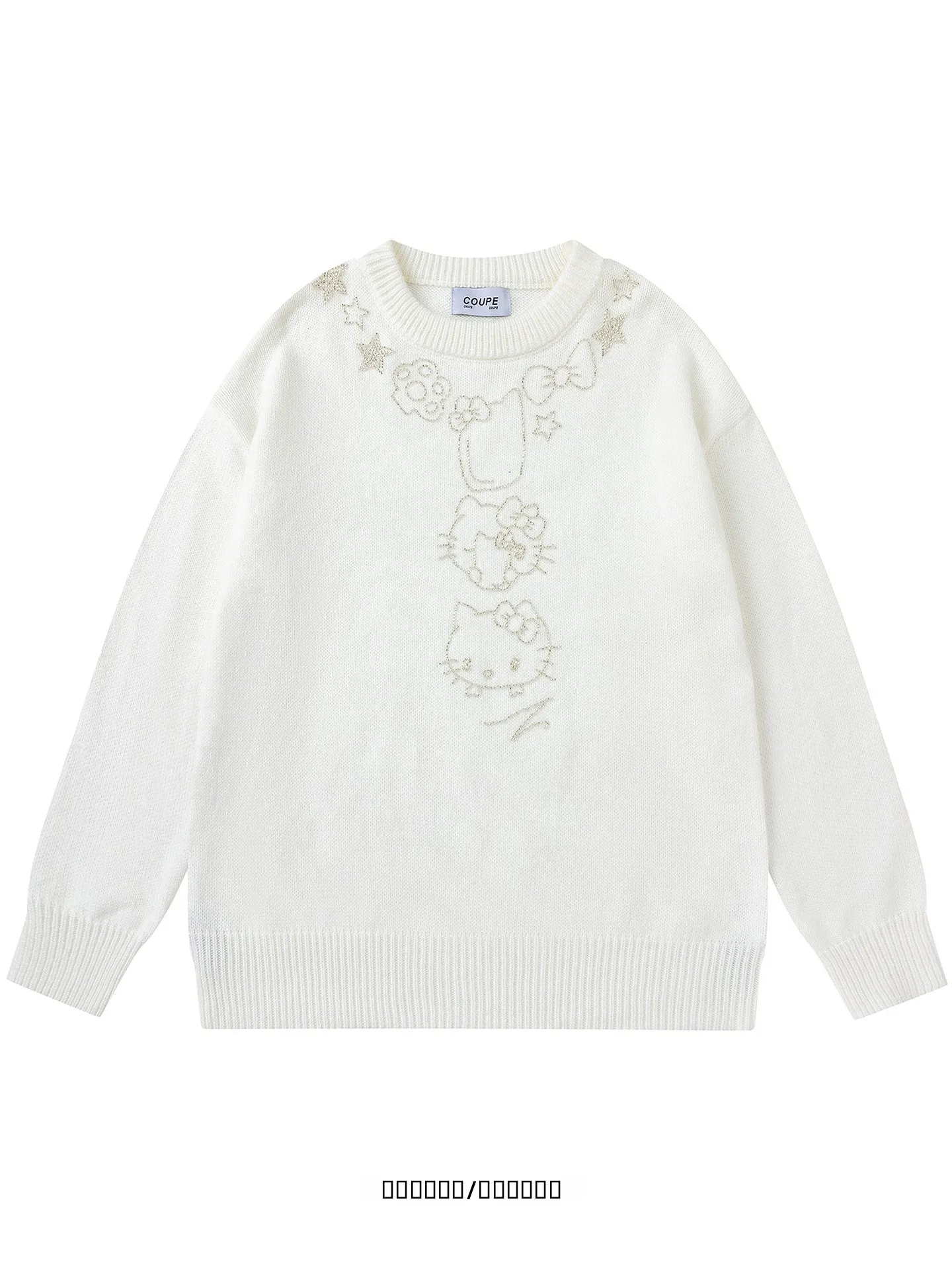 

Cute round Ne Knitwear Loose Fit ex Comfortable Autumn Sweater Fun Design Japanese Sle Student Casual Long Sve The...