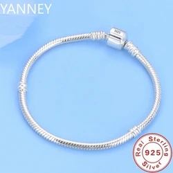 Beroemde merk originele gecertificeerde 925 sterling zilveren armband voor vrouwen DIY bedels kralen Snake Link Chain klassieke polssieraden