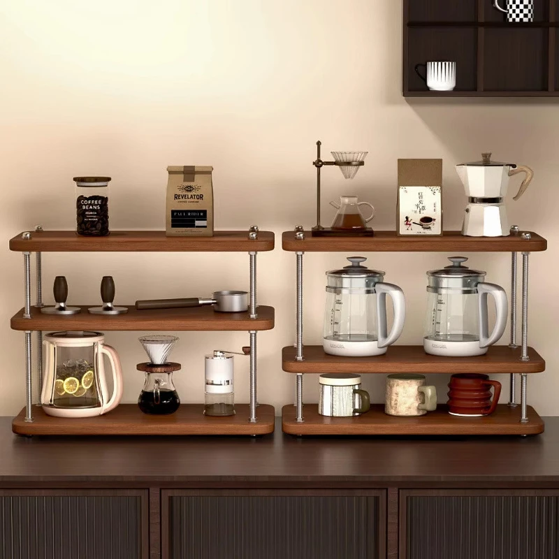 Antique metal desktop cup storage rack, countertop layered storage rack, coffee cup, tea cup, water cup three
