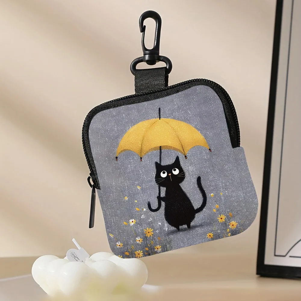 Trendy Mini Coin Purse Cat Football Mouse Water-resistant Wallet PVC Durable Earphone Bag Friends Gift