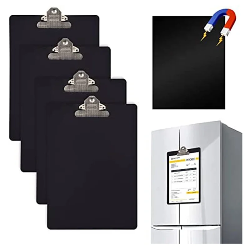 4 Pieces Letter Size Clipboards 9X12.5 Inch Standard Clip For Refrigerator For Office Classroom Home