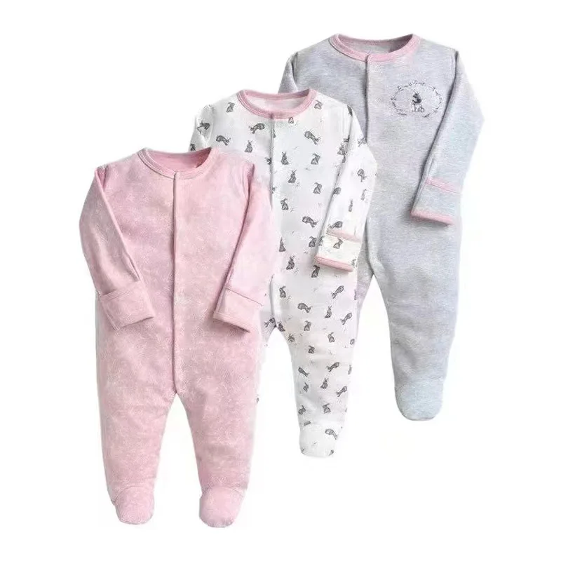 3PCS/LOT 2024 New Babies Rompers Cotton Material Long Sleeves Baby Boys Girls Jumpsuits Newborn Clothing Infant Sleepsuits