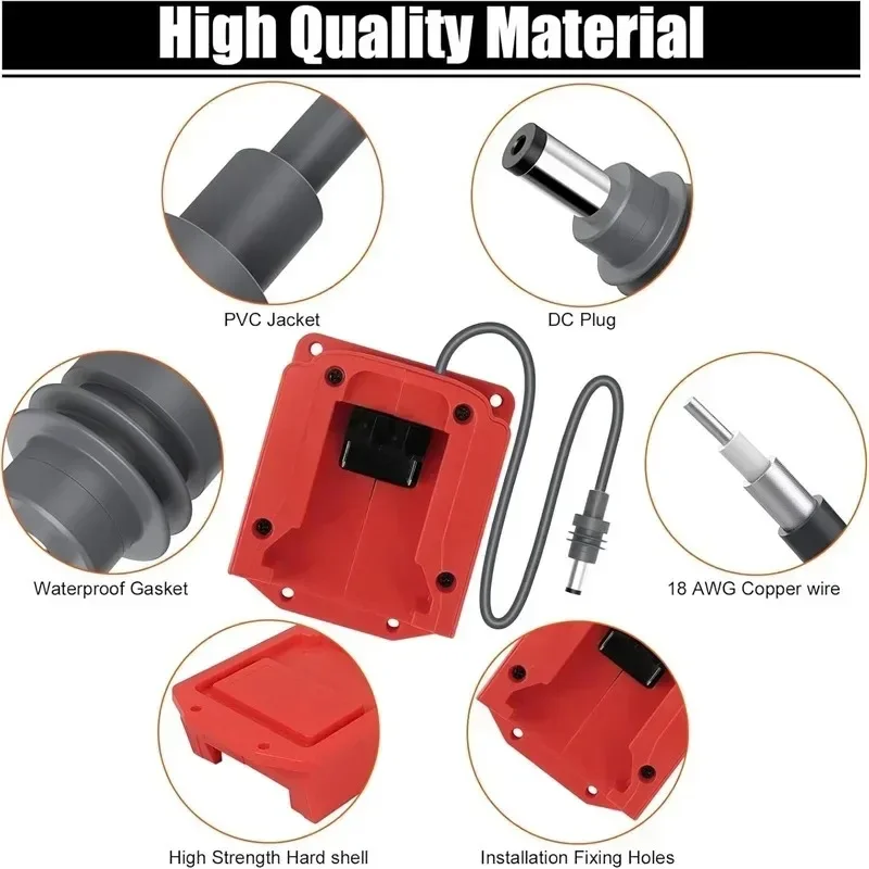 Slim Power Adapter For Starlink Mini – Portable Battery Adapter Compatible With DeWalt 20V Or Milwaukee M18 Batteries – Low-Profile, Quick Click-In, Low-Voltage Protection