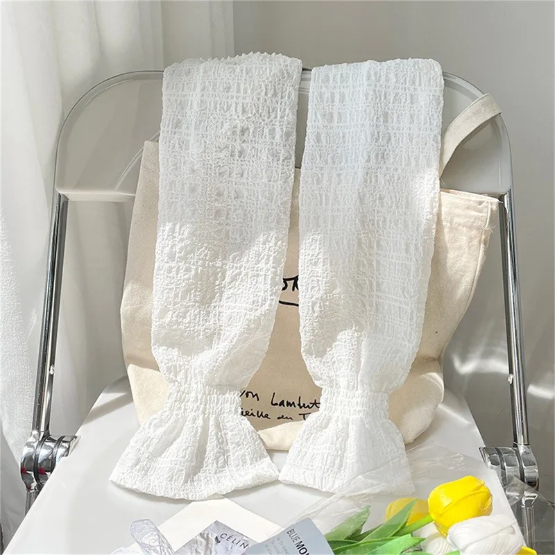 Summer Women's Ice Silk Sun Protection Sleeve, Pleated Bubble Ice Sleeve, Sun Protection and UV Protection Glove Arm Sleeve