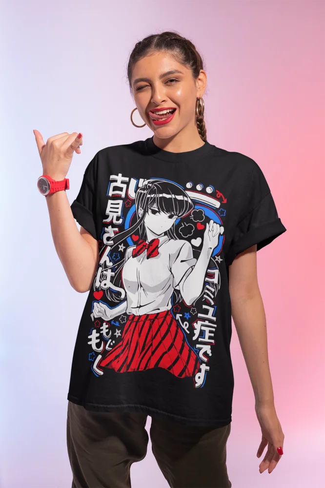 Unisex Komi Anime Manga T-shirt macia, não pode comunicar