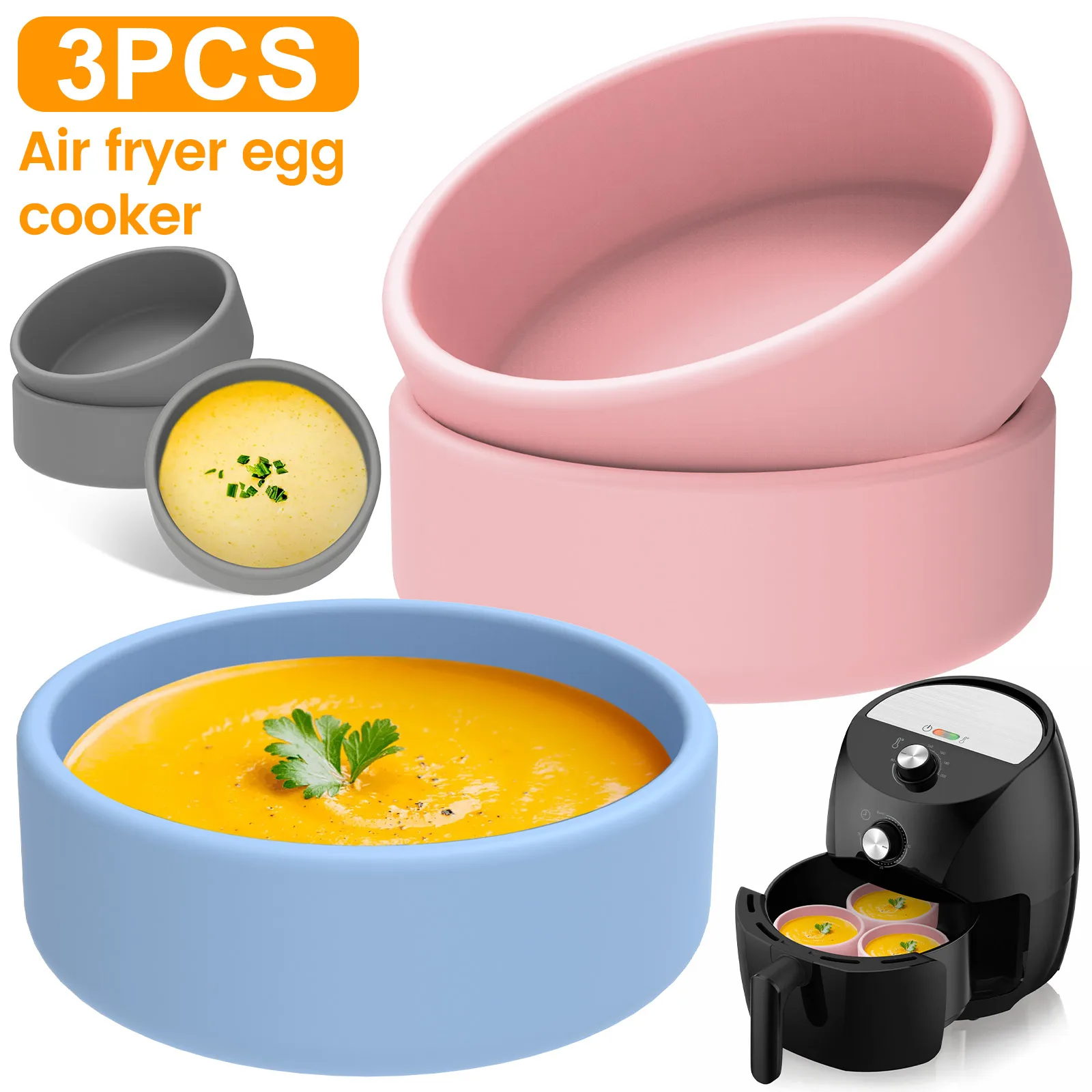 3/4/6Pcs Silicone Air Fryer Egg Cooker Nonstick Egg Boiler Mould Cup Microwave Cooker Egg Bite Maker Kitchen Baking Accessories