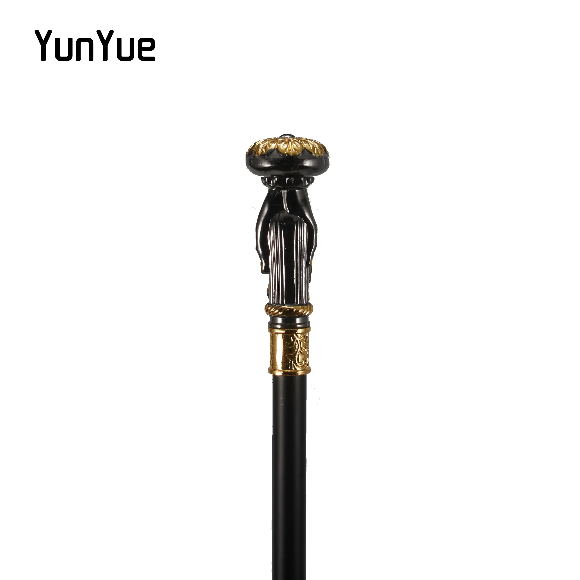 Bastón para caminar de mano y flor, color negro dorado, colecciones de caballero, bastón para caminar elegante a la moda, accesorios de película para Cosplay, bastón de fiesta