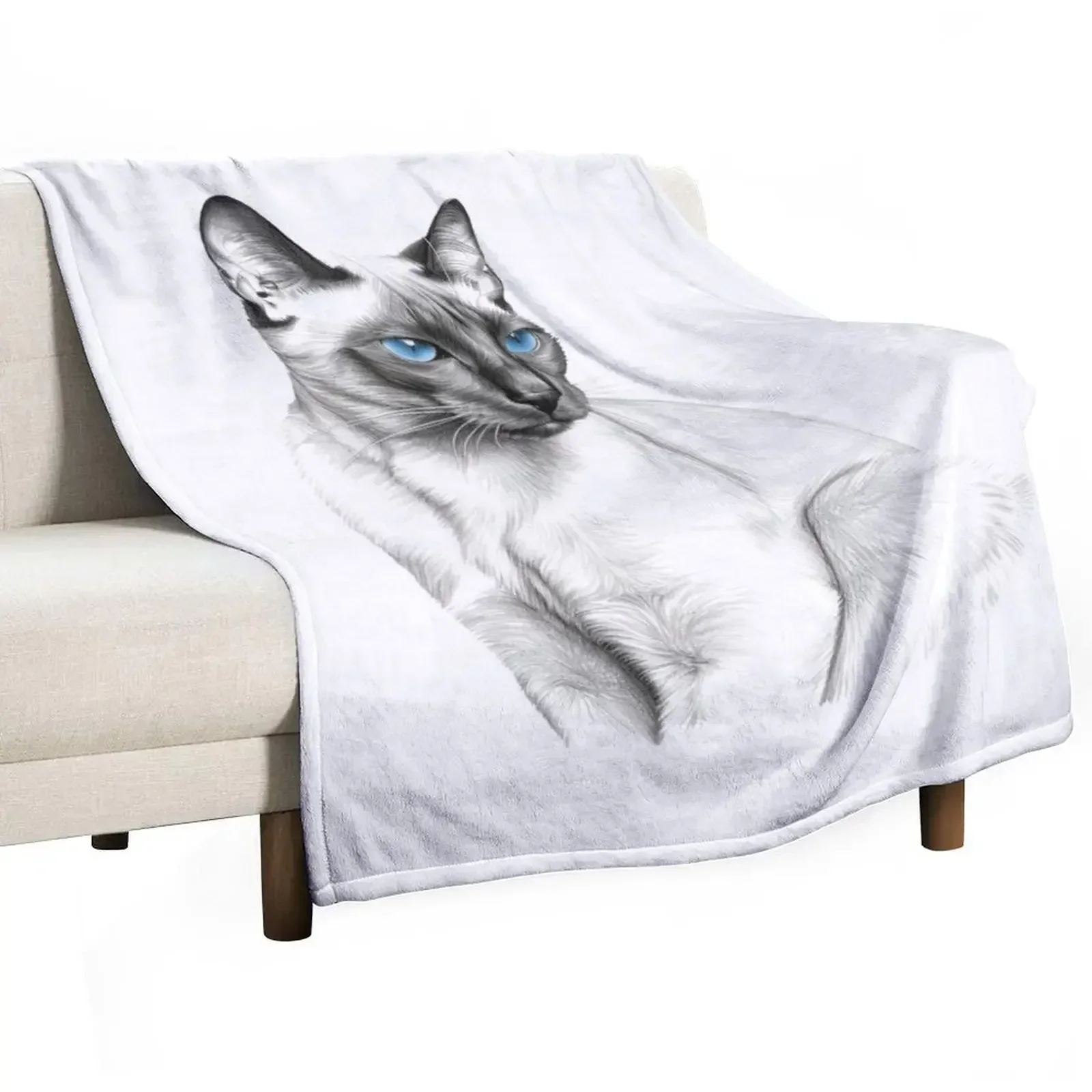 

Siamese cat, Thai cat Throw Blanket Shaggy Furry Soft Blanket for Bedroom Living Room