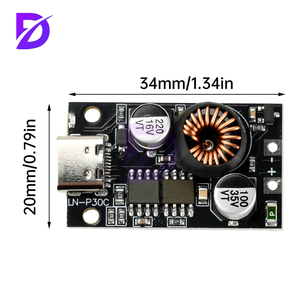 30W Fast Charging Module With PD3.0 and QC3.0, Type-c Car Charger for Mobile Phone 10-30V Input - Image 2