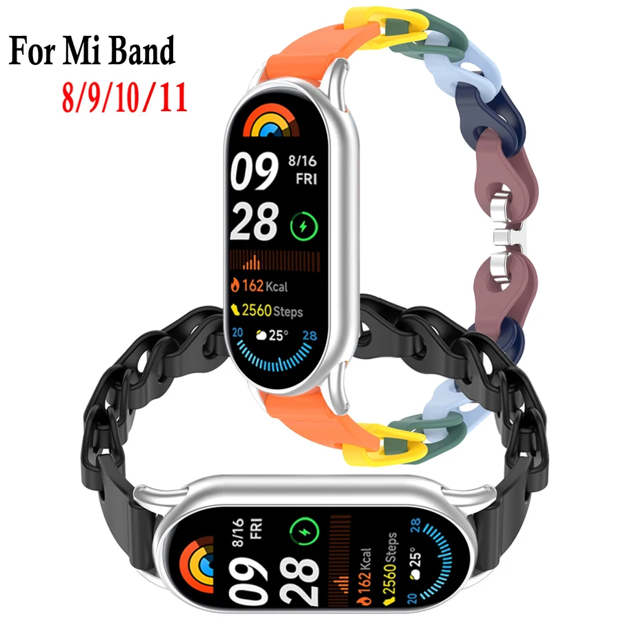 Hollow Strap For Xiaomi Mi Band 11 10 9 8 Soft Official Silicone Replacement Watchband Bracelet for Xiaomi Miband 9 10 11 Strap