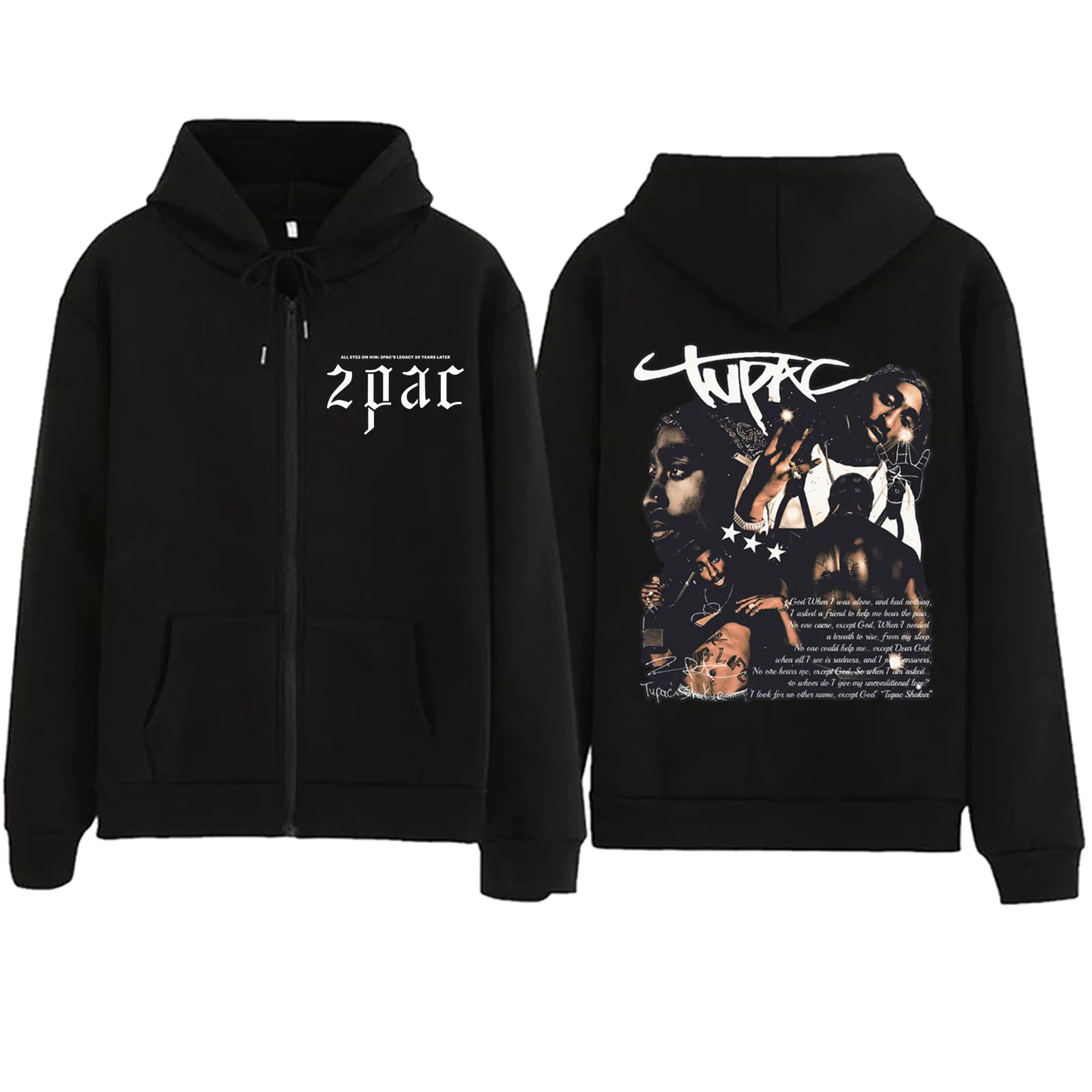 

Tupac Shakur 2pac Zipper Hoodie Harajuku Pullover Tops Popular Music Sweatshirt