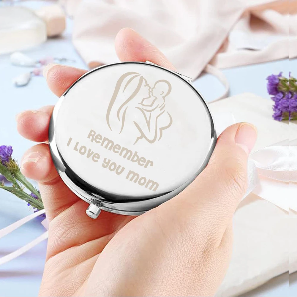 

Подарок для мамы - персонализированное портативное зеркало из нержавеющей стали с лазерной гравировкой, ретро-зеркало для кармана, креативный подарок для мамы и жены.