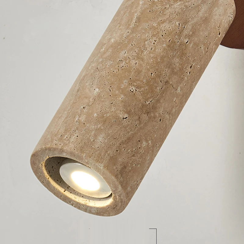 Creative Deisgn Stone Wall Lamps Travertine Lampshade Wood Base Hotel Bedside Spot Reading Lights E27 Bulb LED Corridor Lustres