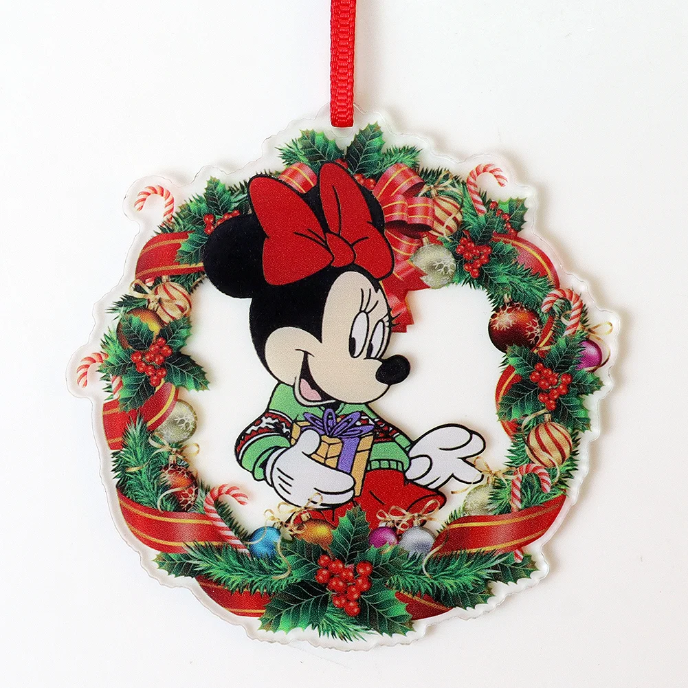 Christmas Tree Decoration Mickey Hello Kitty Pendant Transparent Acrylic Without Hole DIY Hanging Ornaments Home Party Decors