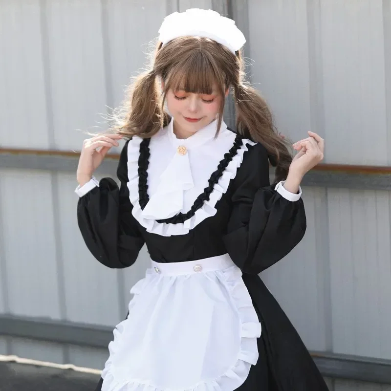 Cosplay di lusso britannica cameriera vestito gioco di ruolo uniforme manica lunga per Lolita Girl Plus Size S-5XL costume anime