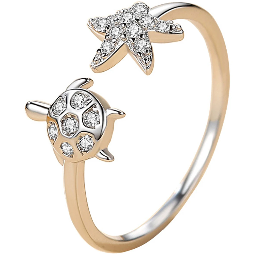 

Turtle Sea Star Ring Adjustable Ocean Animal Finger For Women Fashion Ring Aesthetic Rings 2023