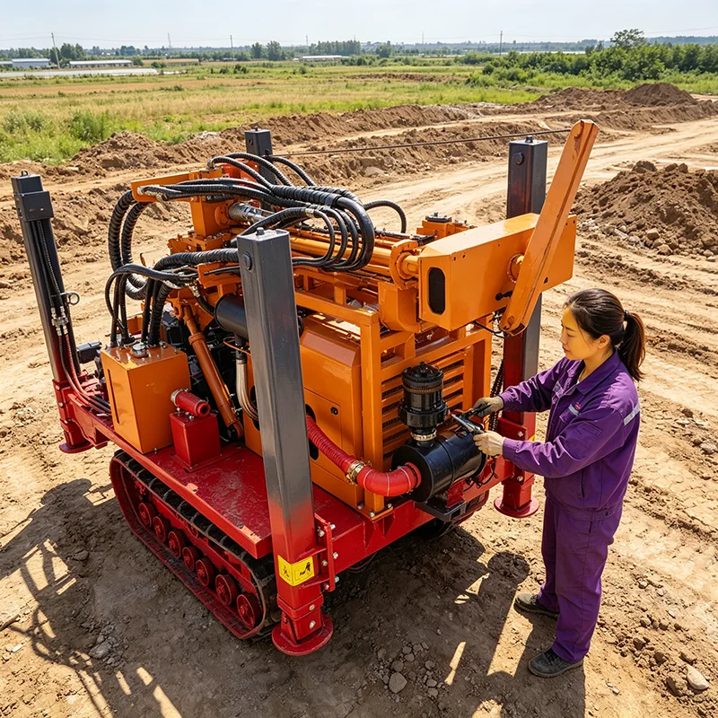 Crawler Mounted Pneumatic Water Well Rig 500m Deep Rotary Air Boring Machine For Scientific Research And Earth Observation