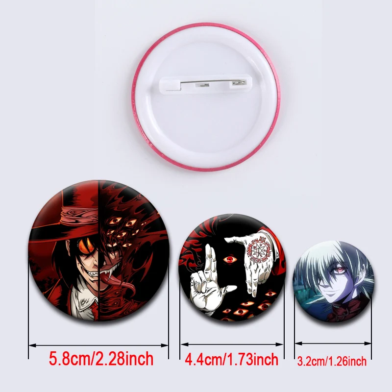 Alucard,Integra Fairbrook Wingates Hellsing,Seras Victoria Brooches Round Cartoon Badge Bag Accessory Anime HELLSING Button Pins