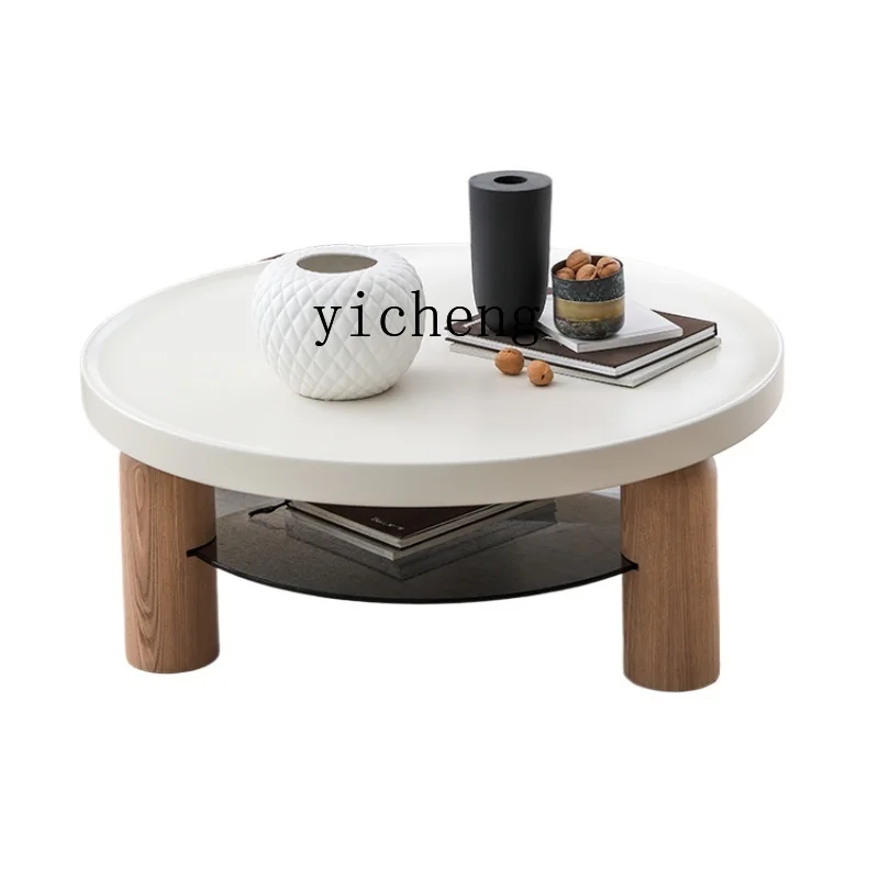 ZF Cream Style Macaron Tea Table Living Room Home Simple Ash Wood Feet round