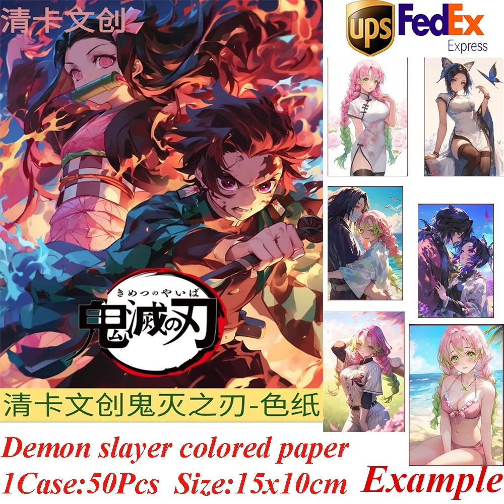 New Qingka Demon Slayer Acrylic Colored Paper Collectibles Anime Tanjirou Kamado Nezuko Shinobu Character Bikini Uniform Cards