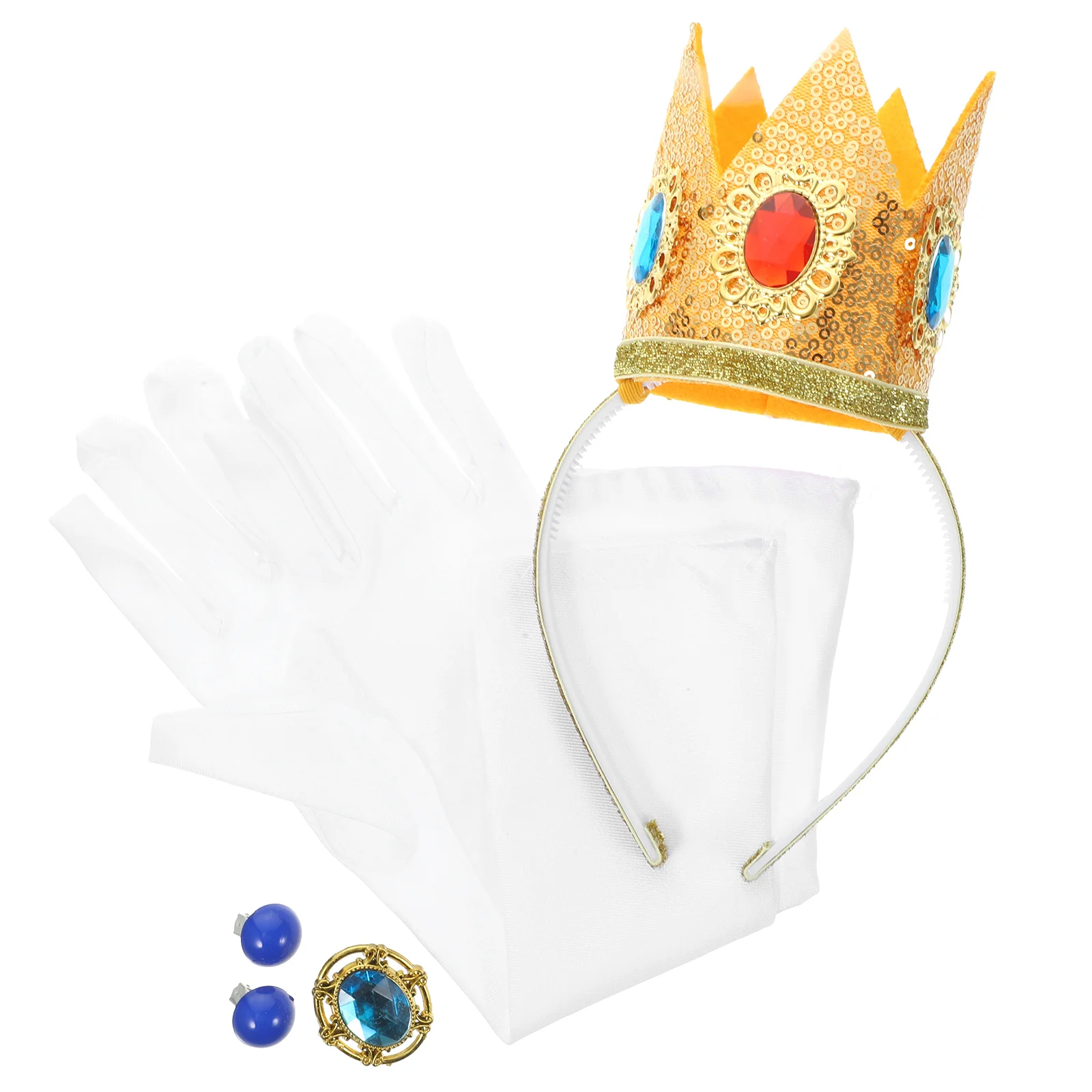 Set cosplay di fasce per capelli con corona da principessa Costume da donna Accessori per adulti Forniture di stoffa Orecchini fai da te per ragazze