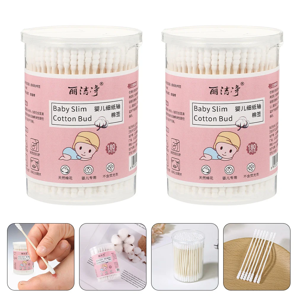 4 Boxes Cotton Swab for Baby Swabs Multipurpose Safety Buds Absorbent Double-headed