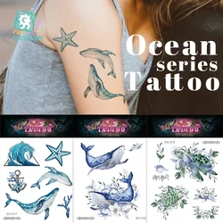 Rocooart Whale Shark Sea Animals Temporary Tattoos Waterproof Women Kid Fake Tattoo Body Art Arm Tattoo Stickers For Femme Girls