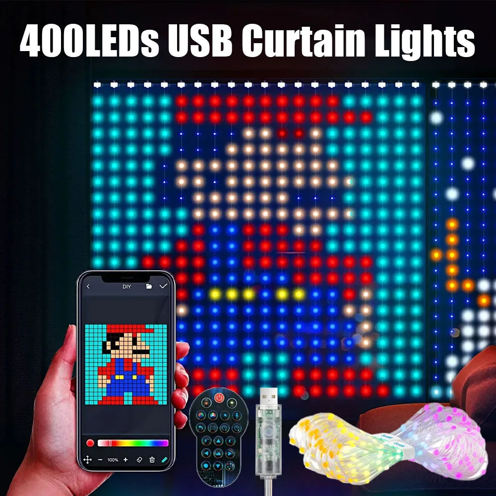 400led-33x33フィート-スマートカーテンライト-rgbic-ウィンドウフェアリーライト-アプリ制御-リモコン-音楽モード-ホーム-ハロウィン-クリスマスデコレーション用
