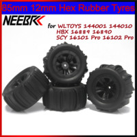 85mm 12mm Hex Monster Truck Rubber Wheel Tyre Off-road Paddle Tire for Wltoys 144001 144010 HBX 16889 16890 SCY16101 16102 Pro