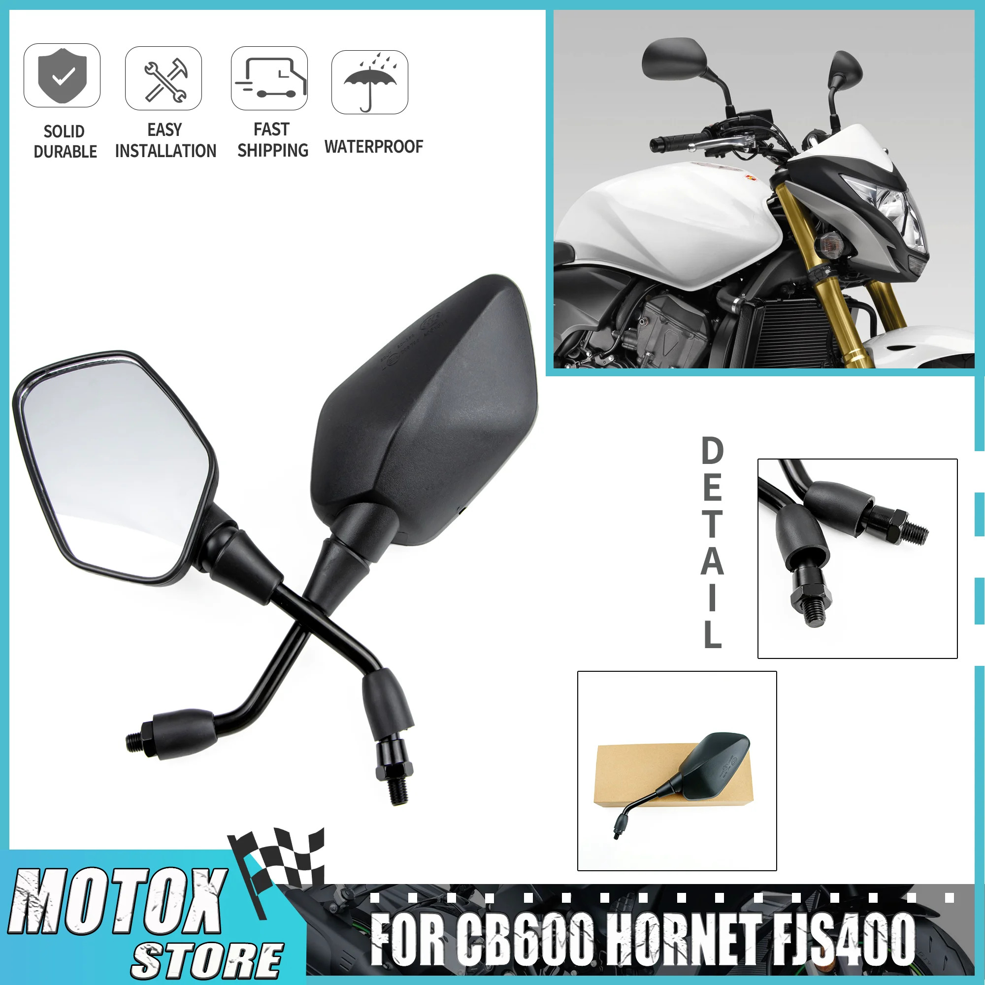 

Fit HONDA CB600F hornet 2007-2013 FJS400 Silver Wing 400 SW T400 2006 -2009 Rear View side Mirrors Rearview Mirror 18 19 21 22
