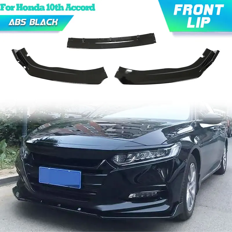 

ABS Gloss Black Car Front Bumper Lip Spoiler for Honda 10th Accord 2018-2021 Racing Front Lip Chin Apron Splitters Body Kits