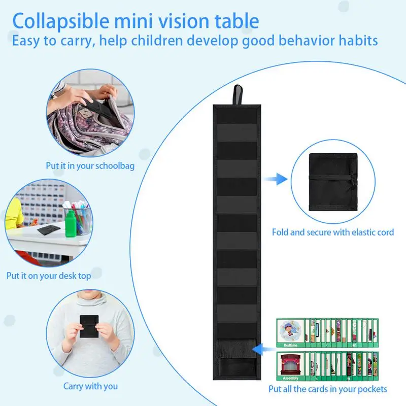 Visual Schedule Chart Mini Travel Schedule Pocket Chart Bedtime Routine Chart Visual Schedule Pocket Chart with 45 Activity & 9