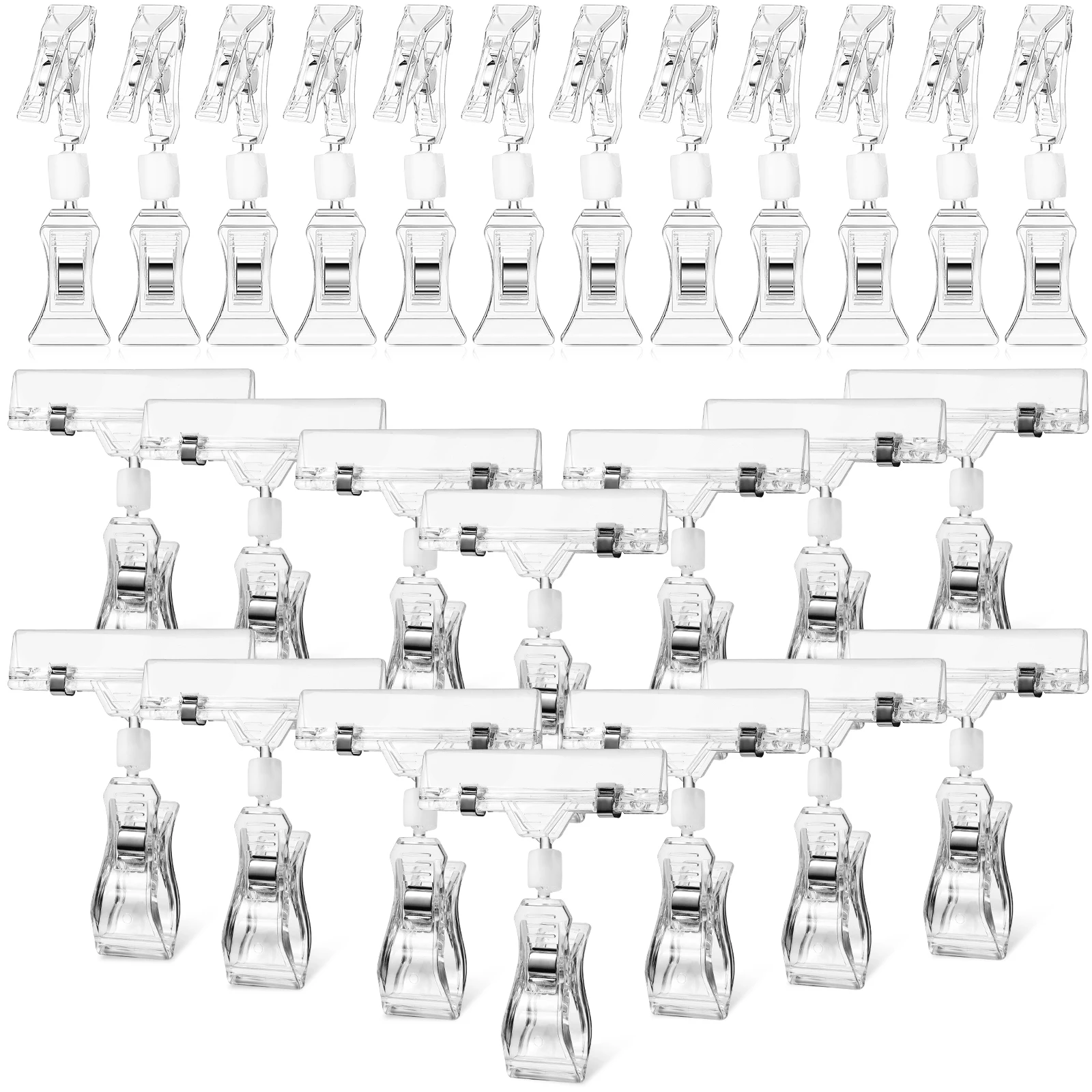 

40pcs Poster Holder Double Sided Clips Retail Price Sign Display Holders Clear Bracket Strong Clamping Rotatable Card Label