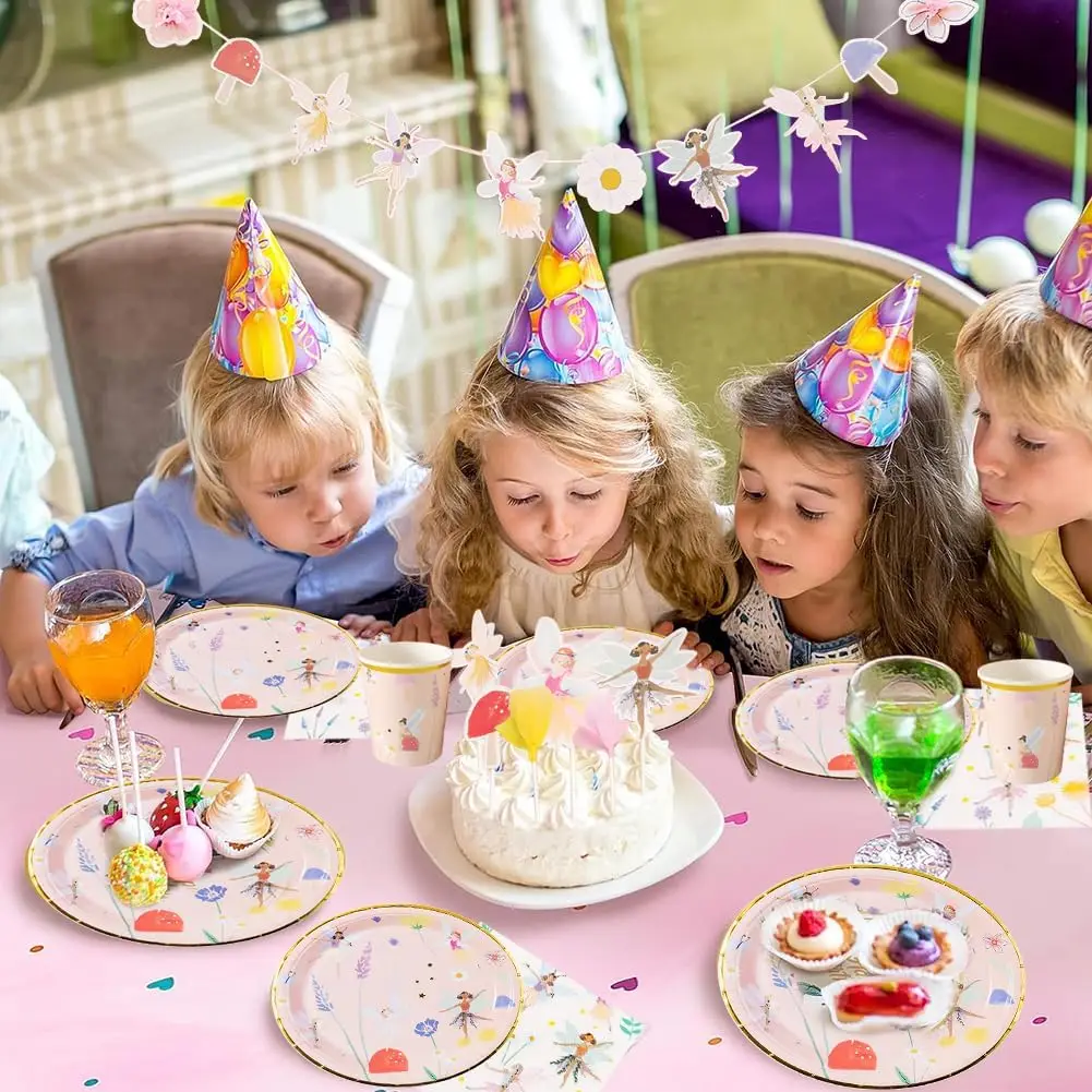 Fairy Party Tableware, Fairy Paper Plates Party Set, Fairy Birthday Tableware, for Fairy Birthday Party, Wedding, Baby Shower