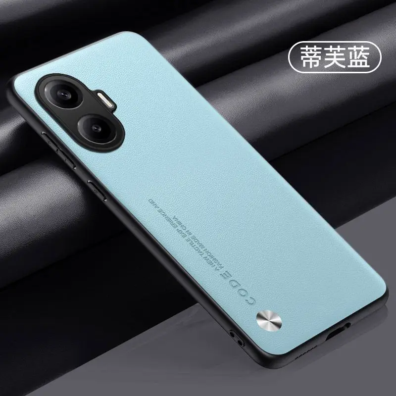 حافظة لهاتف POCO F7 فاخرة من الجلد العادي بحافة ناعمة متجمدة غطاء مقاوم للسقوط لهاتف Redmi turbo4 pro 5G ممتص للصدمات Fudna