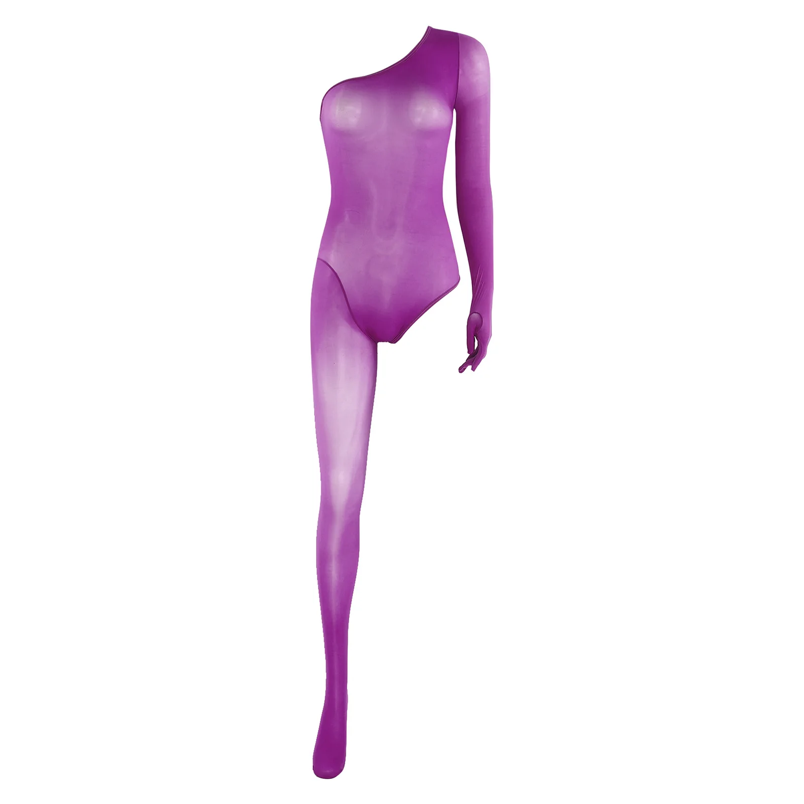 

Women Adults Lingerie See Through Body-stockings Jumpsuit Stylish Asymmetrical Leg Pantyhose Leggings for Dating Nightwear