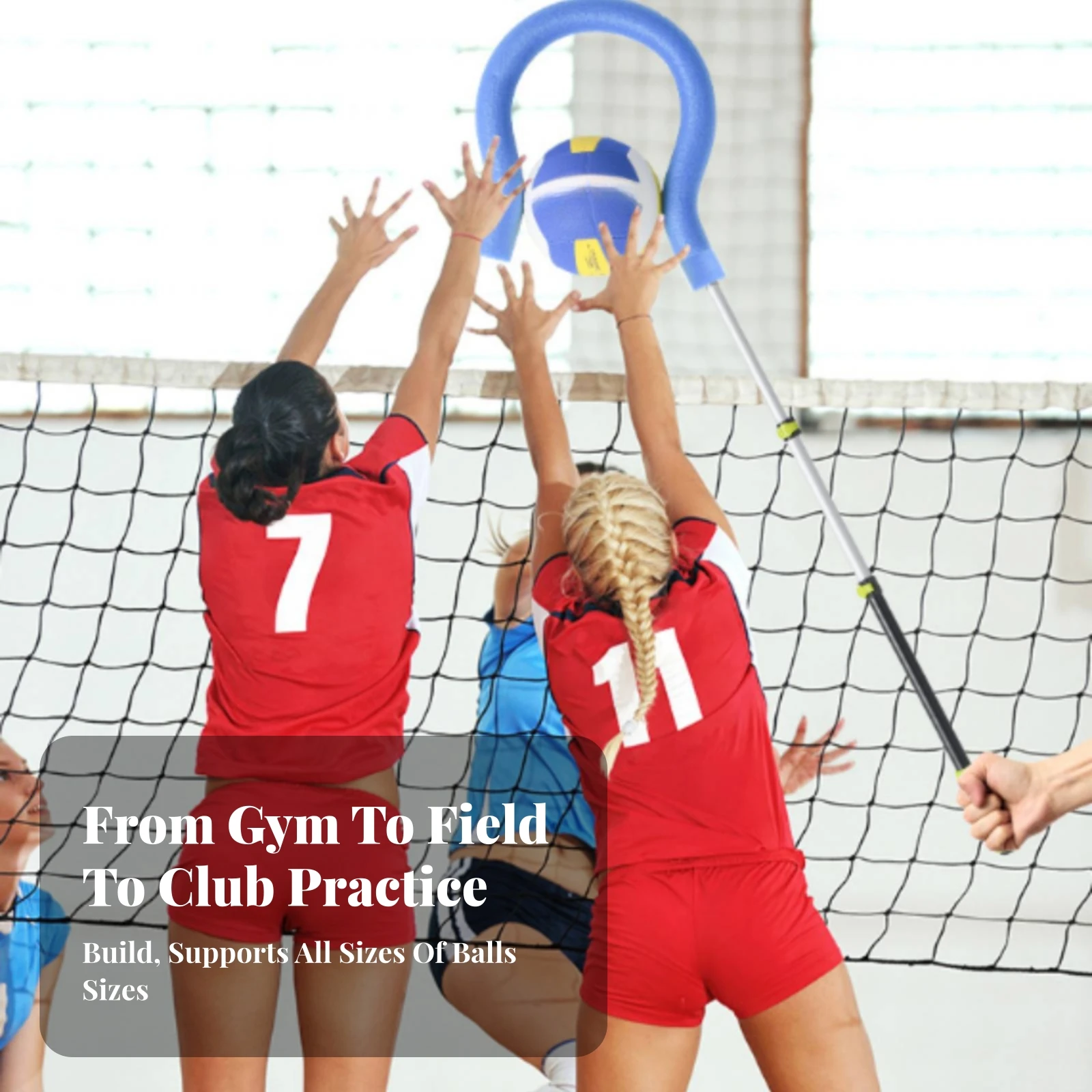 Volleyball Spike Training Aid with Telescopic Rod Easy to Use Volleyball Spike Training Aid with Hook Versatile Lightweight