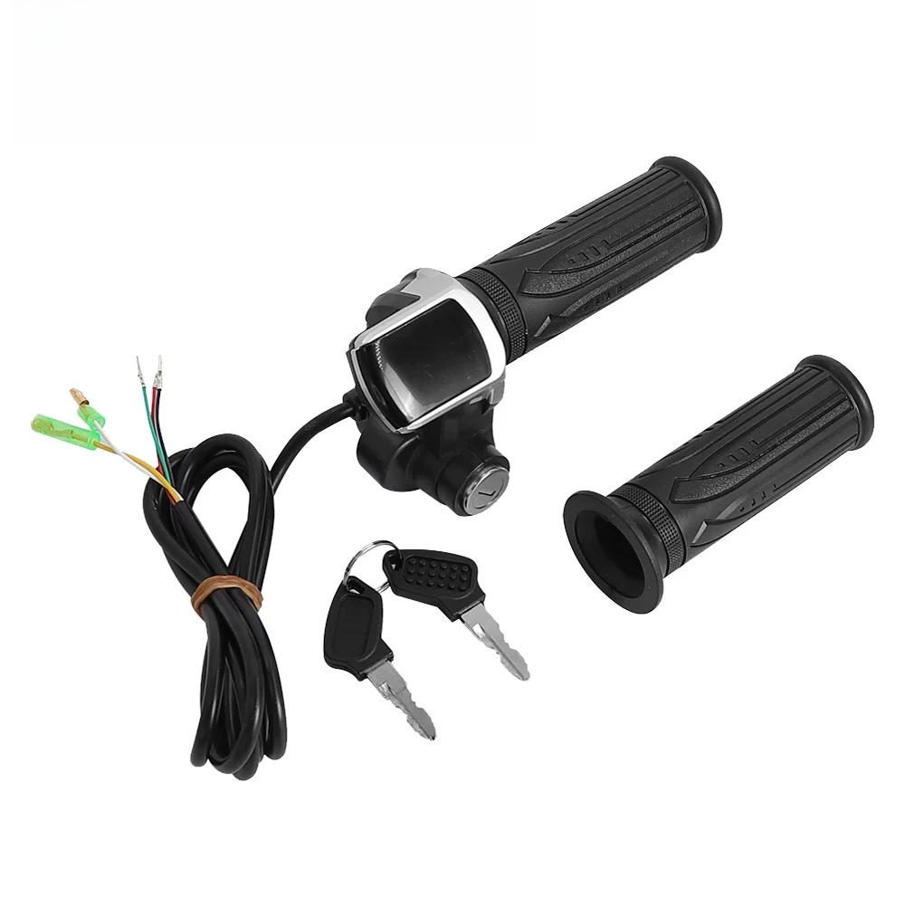 

Electric Bike 24/36/48/60V Handlebar with Key Twist Grip Throttle with LCD Battery Display for Electric Scooter Throttle Grip