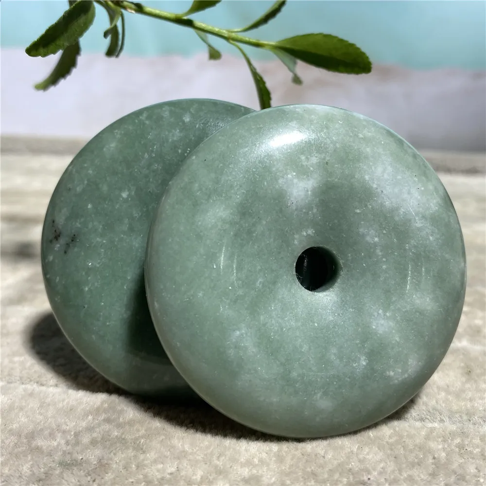 Green Jade Pendant Natural Stone Crystal Healing  Donut Safety Clasp Holiday Peace Buckle Meditation Reiki Witchcraft Gemstone