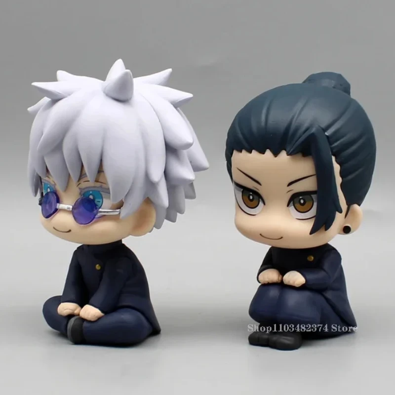 Anime Kawaii Fushiguro Lookup Ryomen Sukuna Toy Gojo Jujutsu Kaisen Mini Figures Geto Suguru Sitting Figure PVC Collection Dolls